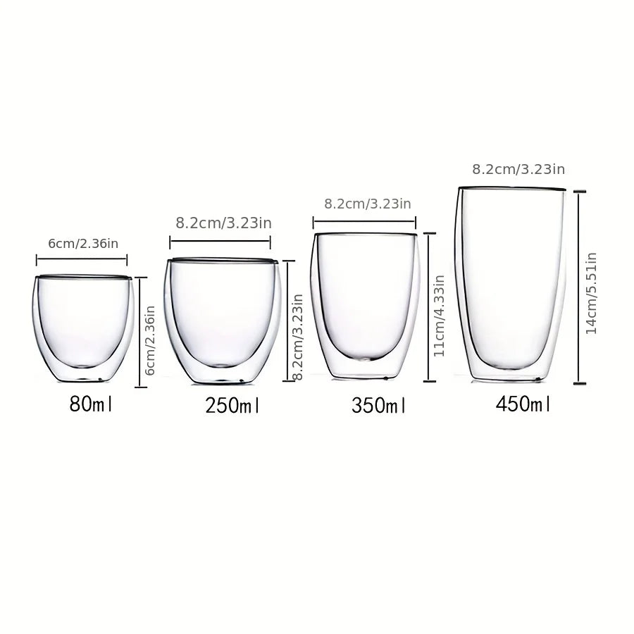 Vasos de vidrio borosilicato de doble pared con aislamiento térmico, Vaso de bebida de té , café, ....