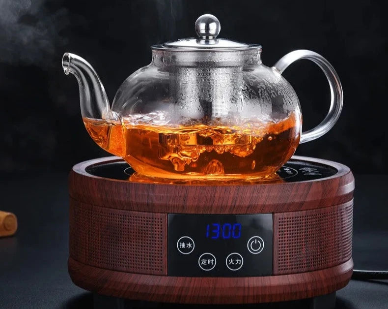 TETERA de vidrio con filtro para té de acero inoxidable, Tetera resistente al calor y al frío