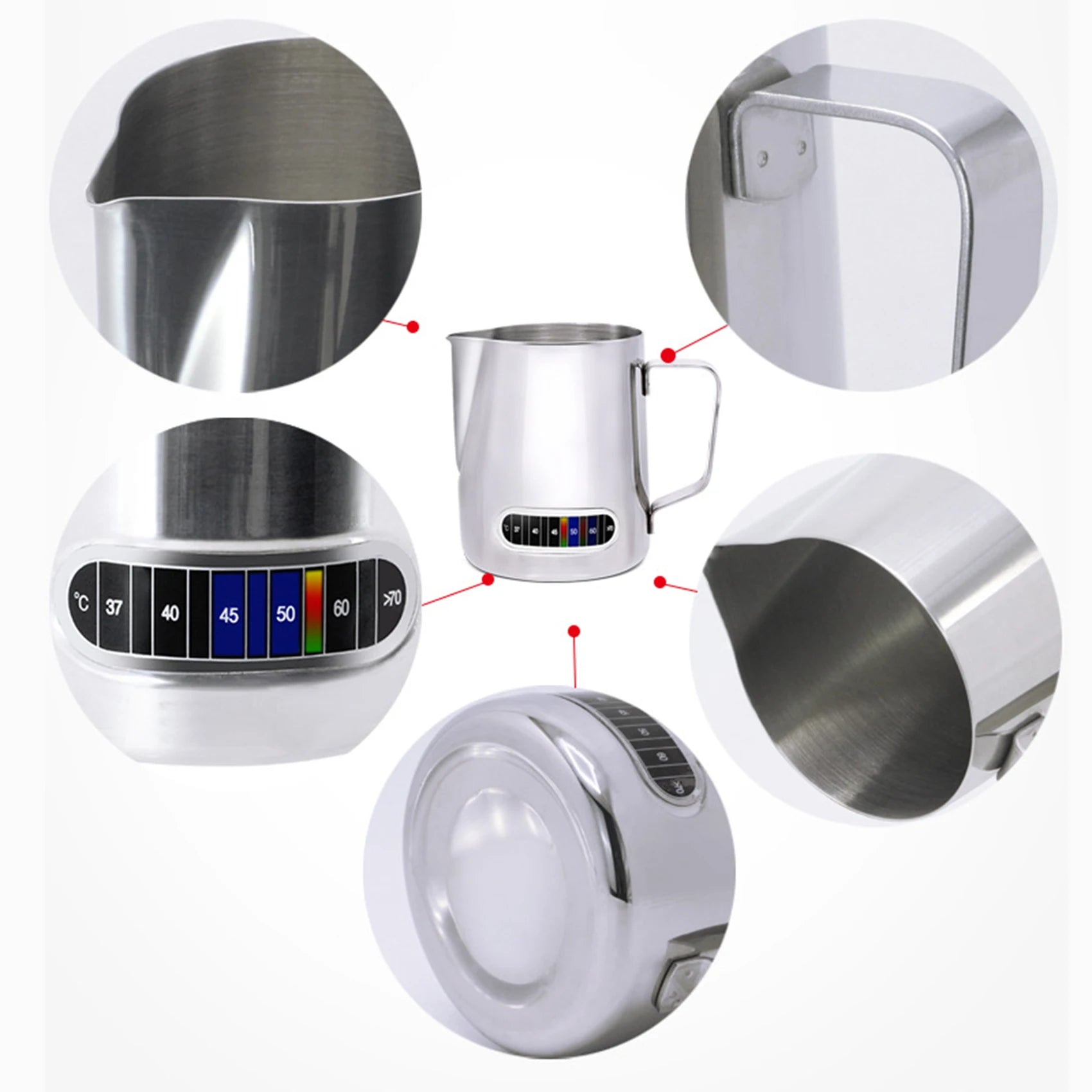 Jarra de Espumador de leche de acero inoxidable, con pantalla de temperatura, 350/600ML